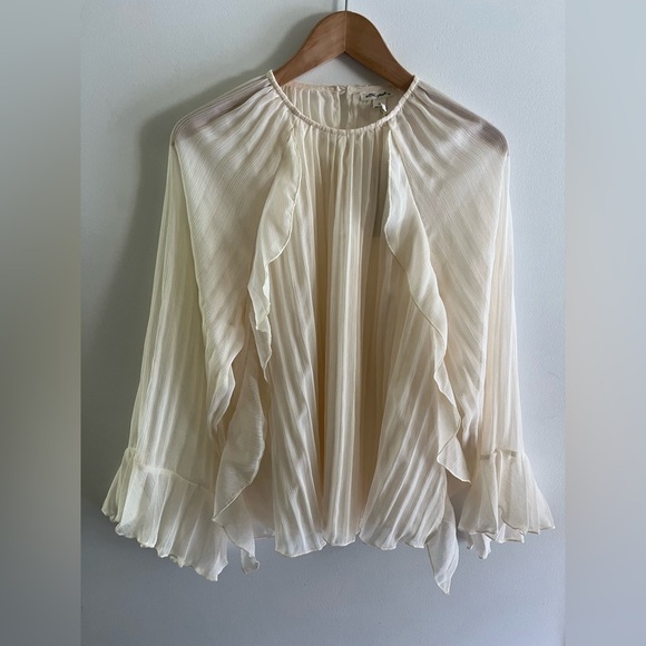 Ultra Pink XL Blouse Sheer Flutter Sleeve Cream - Picture 1 of 8